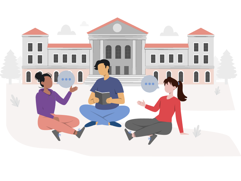 Students in campus setting